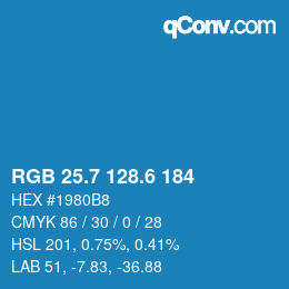 カラーコード: RGB 25.7 128.6 184 | qconv.com