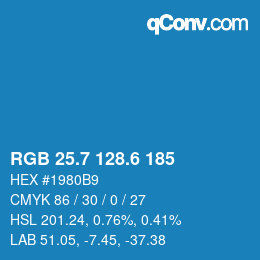 カラーコード: RGB 25.7 128.6 185 | qconv.com