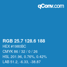 カラーコード: RGB 25.7 128.6 188 | qconv.com