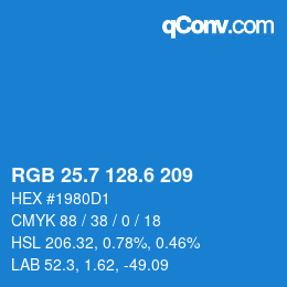 カラーコード: RGB 25.7 128.6 209 | qconv.com