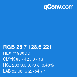 カラーコード: RGB 25.7 128.6 221 | qconv.com