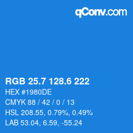 カラーコード: RGB 25.7 128.6 222 | qconv.com