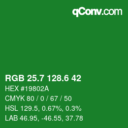 カラーコード: RGB 25.7 128.6 42 | qconv.com