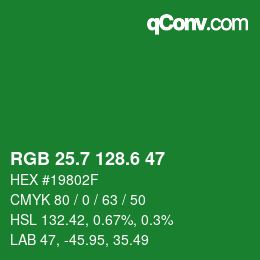 カラーコード: RGB 25.7 128.6 47 | qconv.com