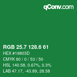 カラーコード: RGB 25.7 128.6 61 | qconv.com