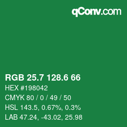 カラーコード: RGB 25.7 128.6 66 | qconv.com