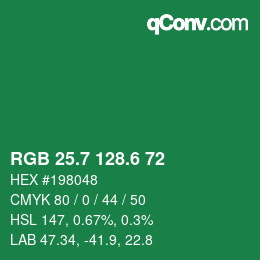 カラーコード: RGB 25.7 128.6 72 | qconv.com