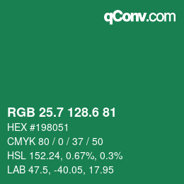 カラーコード: RGB 25.7 128.6 81 | qconv.com