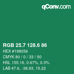 カラーコード: RGB 25.7 128.6 86 | qconv.com