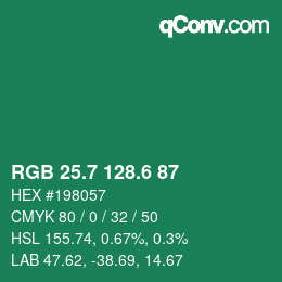 カラーコード: RGB 25.7 128.6 87 | qconv.com