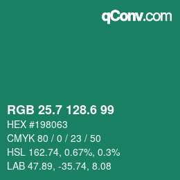 カラーコード: RGB 25.7 128.6 99 | qconv.com