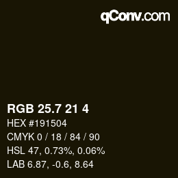 カラーコード: RGB 25.7 21 4 | qconv.com