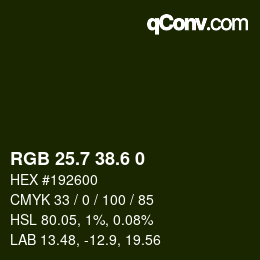 カラーコード: RGB 25.7 38.6 0 | qconv.com