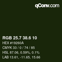 カラーコード: RGB 25.7 38.6 10 | qconv.com