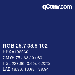 カラーコード: RGB 25.7 38.6 102 | qconv.com