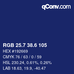 カラーコード: RGB 25.7 38.6 105 | qconv.com