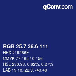 カラーコード: RGB 25.7 38.6 111 | qconv.com