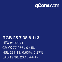 カラーコード: RGB 25.7 38.6 113 | qconv.com