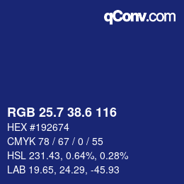 カラーコード: RGB 25.7 38.6 116 | qconv.com