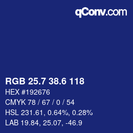 カラーコード: RGB 25.7 38.6 118 | qconv.com