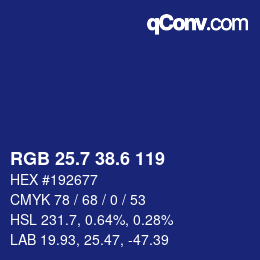 カラーコード: RGB 25.7 38.6 119 | qconv.com