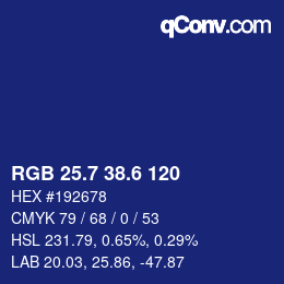 カラーコード: RGB 25.7 38.6 120 | qconv.com