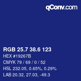 カラーコード: RGB 25.7 38.6 123 | qconv.com