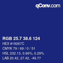 カラーコード: RGB 25.7 38.6 124 | qconv.com