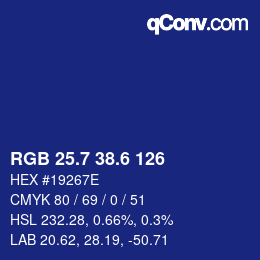 カラーコード: RGB 25.7 38.6 126 | qconv.com