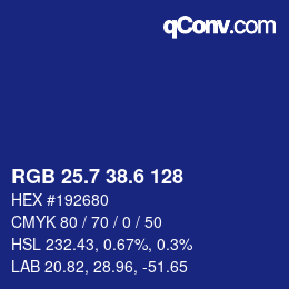 カラーコード: RGB 25.7 38.6 128 | qconv.com