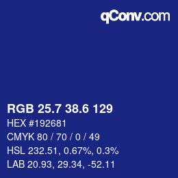 カラーコード: RGB 25.7 38.6 129 | qconv.com
