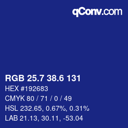 カラーコード: RGB 25.7 38.6 131 | qconv.com