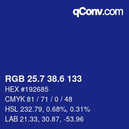 カラーコード: RGB 25.7 38.6 133 | qconv.com