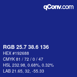 カラーコード: RGB 25.7 38.6 136 | qconv.com