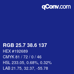 カラーコード: RGB 25.7 38.6 137 | qconv.com