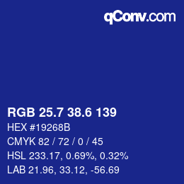 カラーコード: RGB 25.7 38.6 139 | qconv.com