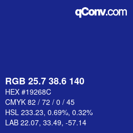 カラーコード: RGB 25.7 38.6 140 | qconv.com