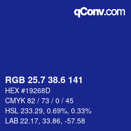 カラーコード: RGB 25.7 38.6 141 | qconv.com