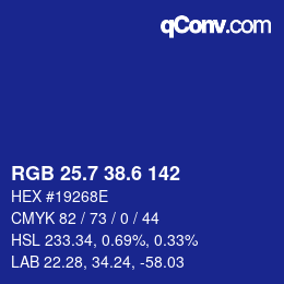 カラーコード: RGB 25.7 38.6 142 | qconv.com