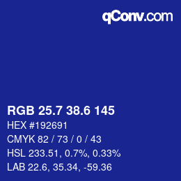 カラーコード: RGB 25.7 38.6 145 | qconv.com