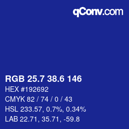 カラーコード: RGB 25.7 38.6 146 | qconv.com