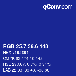 カラーコード: RGB 25.7 38.6 148 | qconv.com