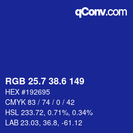 カラーコード: RGB 25.7 38.6 149 | qconv.com