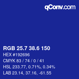 カラーコード: RGB 25.7 38.6 150 | qconv.com
