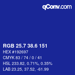カラーコード: RGB 25.7 38.6 151 | qconv.com
