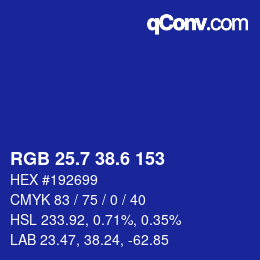 カラーコード: RGB 25.7 38.6 153 | qconv.com