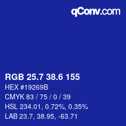 カラーコード: RGB 25.7 38.6 155 | qconv.com