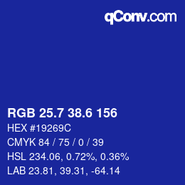 カラーコード: RGB 25.7 38.6 156 | qconv.com