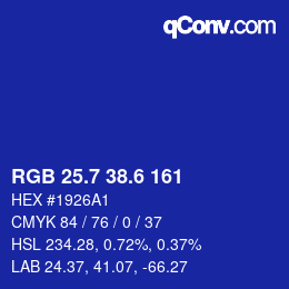 カラーコード: RGB 25.7 38.6 161 | qconv.com
