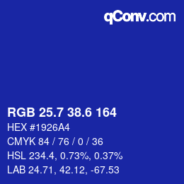 カラーコード: RGB 25.7 38.6 164 | qconv.com